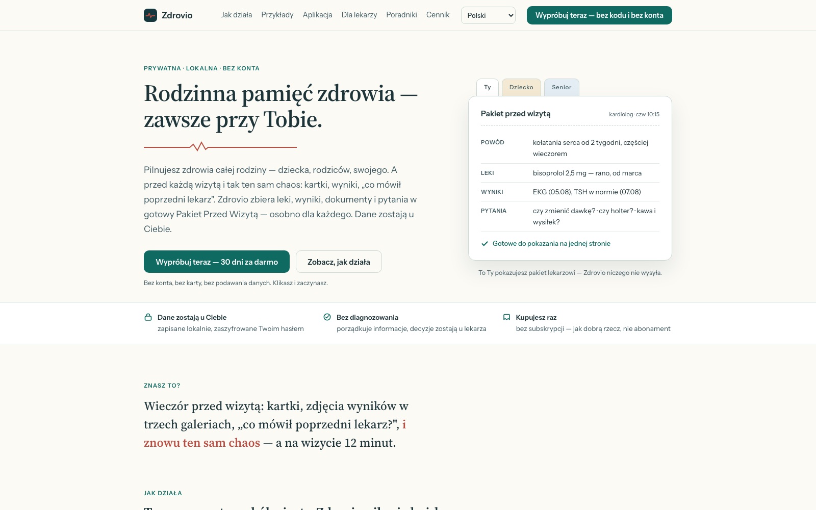 Strona Zdrovio — cyfrowa książeczka zdrowia